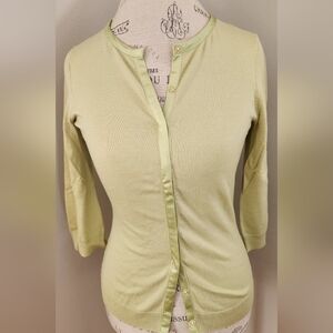 MEXX women's silk 3/4 sleeve apple green cardigan S